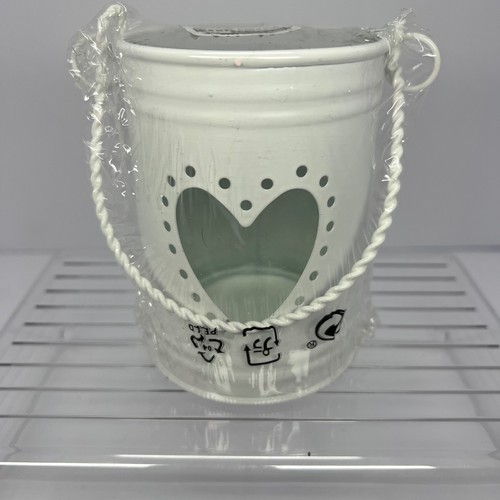Lanterna cuore metallo bianco
