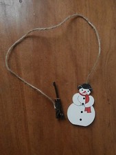 decorazione palla pallina albero Natale Pupazzo di neve scopa legno dipinto mano