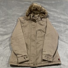 Woolrich giacca parka donna media pelliccia sintetica colore grano scuro zip cappuccio 66