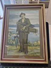 Quadro Ombrellaio dipinto da Felice Vellan nel 1955