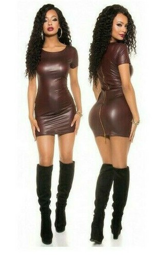 Mini abito wetlook effetto pvc - effetto,