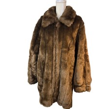 Cappotto giacca pelliccia visone sintetica Dennis Basso vintage 2X marrone zip tasche colletto 