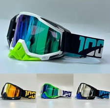 MASCHERINA OCCHIALI DA CROSS ENDURO DH MTB LENTE SPECCHIATA ORO ARGENTO BLU MOTO