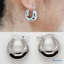 Orecchini a cerchio in acciaio lucido cerchietti donna bombati a schiava 22 mm