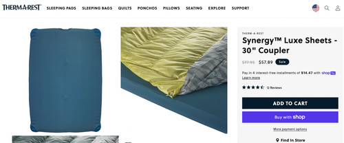 Lenzuola thermarest synergy - thermarest, synergy™