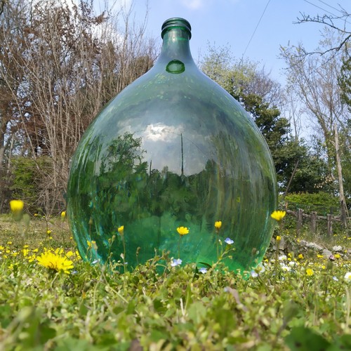 Enorme damigiana vetro verde - damigiana,