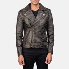 Giacca biker uomo pelle nera