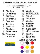 ADESIVO NOME SCRITTA PERSONALIZZATO BICI MOTO AUTO SCOOTER CASCO DUE PEZZI 
