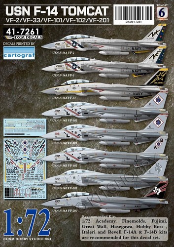 Dxm decal usn 14 tomcat - dxm, 1/72