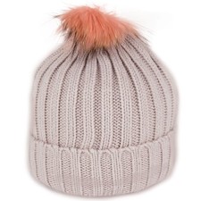 Cappello donna invernale rosa pon pon berretto da ragazza cuffia maglia costine