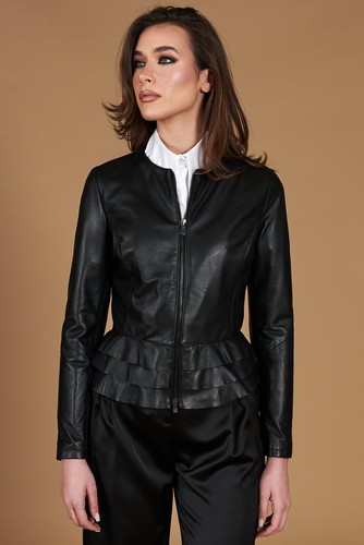 Giacca vera pelle nera - nera, donna