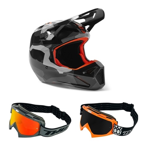 Casco motocross con occhiali