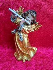 Bellissima Figura In Legno, Angelo Con Flauto Traverso
