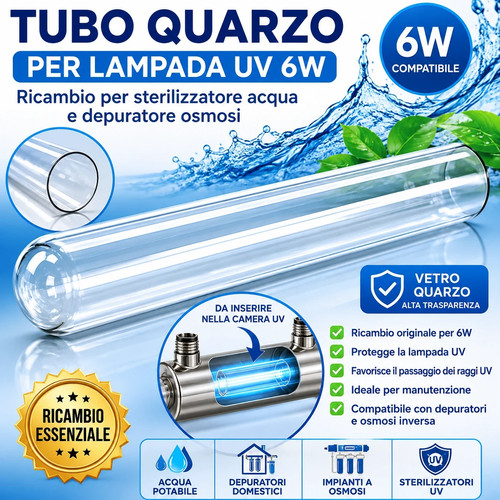 Tubo quarzo per lampada - quarzo, 6w