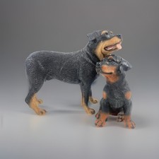 Rottweiler cane e cucciolo ornamenti animale statuina scultura resina nero