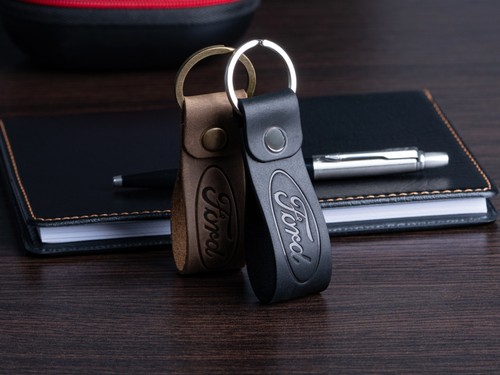 Leather ford keychain - leather,