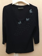 BLUSA DONNA BLU CON APPLICAZIONI FARFALLE TG. 44-46