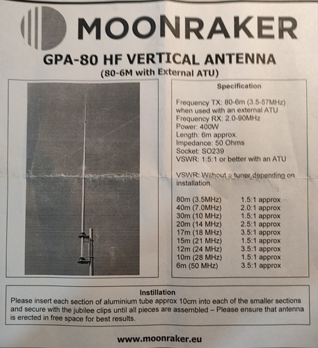 Moonraker gpa80 hf antenna - moonraker,
