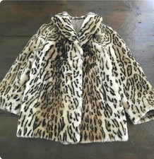 Cappotto pelliccia vintage anni 50 60 montone shearling stampa leopardata piccolo A. Schmollke 
