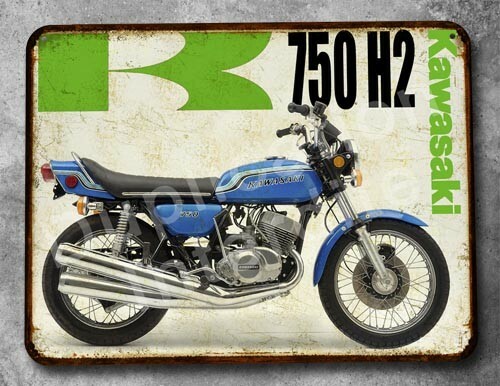 Plaque metal vintage - , kawasaki