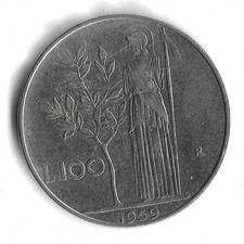 1959 Italy 100 Lire World Coin