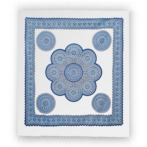 Telo etnico bianco azzurro - bianco,