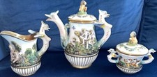 Capodimonte Cherubino Drago Demitasse Espresso Set Teiera Creamer e Zuccheriera
