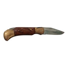 Coltello pieghevole Laguiole 20 cm con fodero in pelle  Manico in legno e ottone