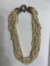 Collana Di Perle Di Fiume In Argento Foglie 