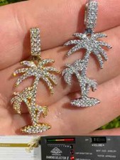 Ciondolo palma moissanite vera taglio tondo 2,00 ct argento sterling 925