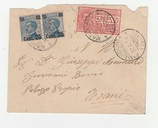 STORIA POSTALE 1924 REGNO 3 VALORI SU LETTERA EX MANDURIA 22/6 Z/5284