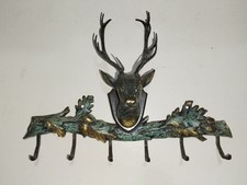 VECCHIO APPENDIABITI APPENDI CHIAVI CERVO BRONZO DORATO