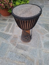 BONGO TAMBURO MUSICA IN LEGNO DI COCCO ARTIGIANALE INTARZIATO H 65CM Ø 35