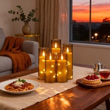 5x Candele LED Luci con Timer Telecomando Rame Lampada a Filo Teiera NEW