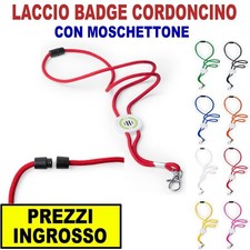10/20/50 PORTA BADGE CARTELLINO TESSERINO LACCIO CORDONCINO MOSCHETTONE ROSSO BL