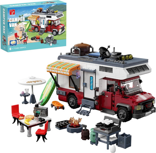 City camper van toy - city, building