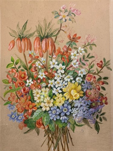 Fiori 1940 dipinto tempera - fiori-,