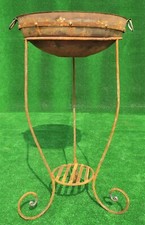 BRACIERE TONDO DA ESTERNO - GIARDINO IN VERO FERRO BATTUTO A MANO - CM 87 H