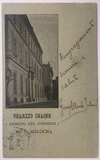 viaggiata 1900 circa BOLOGNA PALAZZO SALINA DISEGNO DEL BIBBIENA contessa Osimo