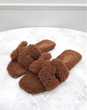 Hermes Oran Ciabatte in Shearling Marrone 38817362