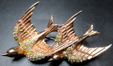 CORO CRAFT Argento Sterling Rondini Celesti Clip Pelliccia Spilla Duetto