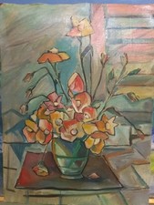 VITTORIO PISCOPO ANTICO QUADRO DIPINTO NAPOLI FUTURISMO FIORI 