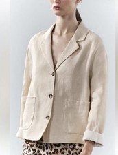 Giacca ZARA S panna 100% lino