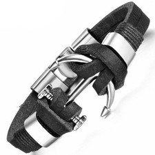 Bracciale Male Charm braccialetto ecopelle metallo polso ancora accessori uomo