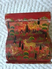 antica scatola laccata  provenienza Kashmir Dipinta a mano  Con 2 Scomparti 