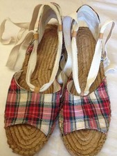 Kowalski - Espadrillas Sandalo - zeppa in corda - scozzesi - con lacci - N° 36 -