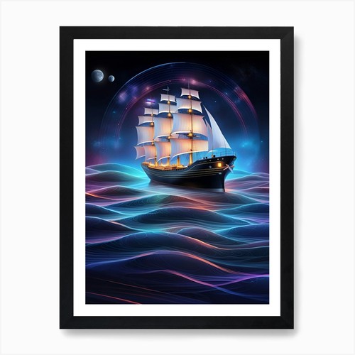 Stampa artistica nave sul mare