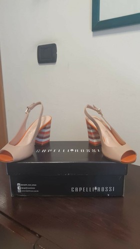 Sandali multicolore con tacco