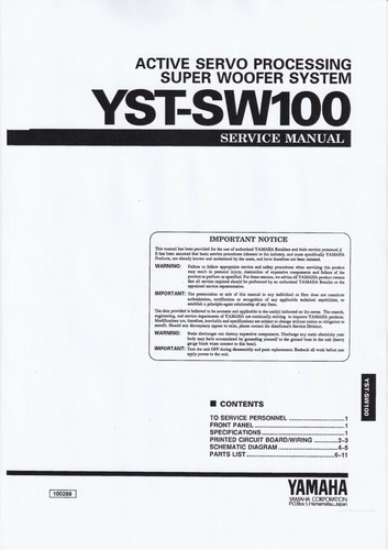 Manuale servizio per - servizio, yamaha