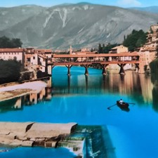 BASSANO DEL GRAPPA - PONTE VECCHIO - PANORAMA  1967 -  CARTOLINA A COLORI